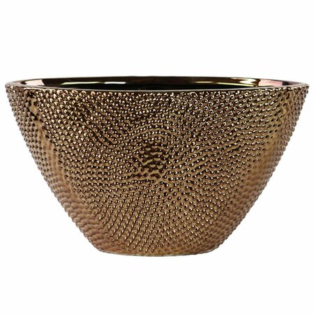 URBAN TRENDS COLLECTION Stoneware Elliptical Tapered Vase Beaded Chrome - Bronze 24460